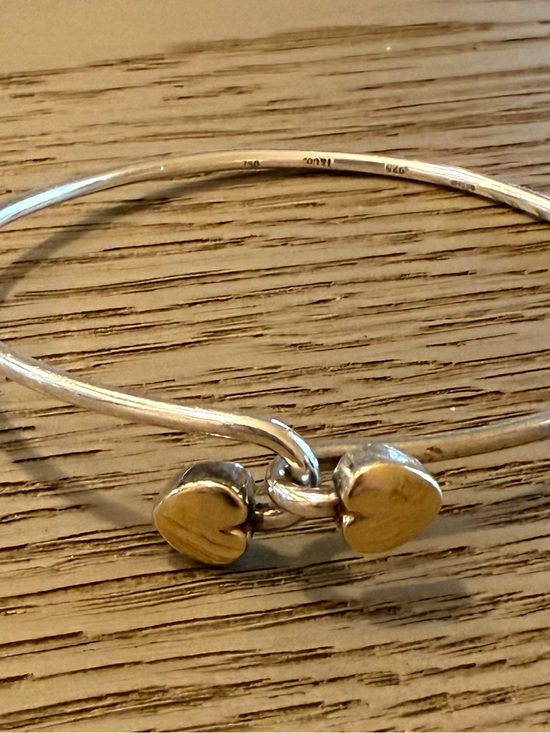 Tiffany & Co. Jewelry - Tiffany & Co 18k Gold & Sterling Vintage Two Interlocking Hearts Bangle Bracelet